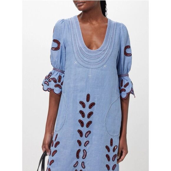 Vyshyvanka Ukrainian Embroidered Dress Linen Size M/ L - Picture 3 of 9